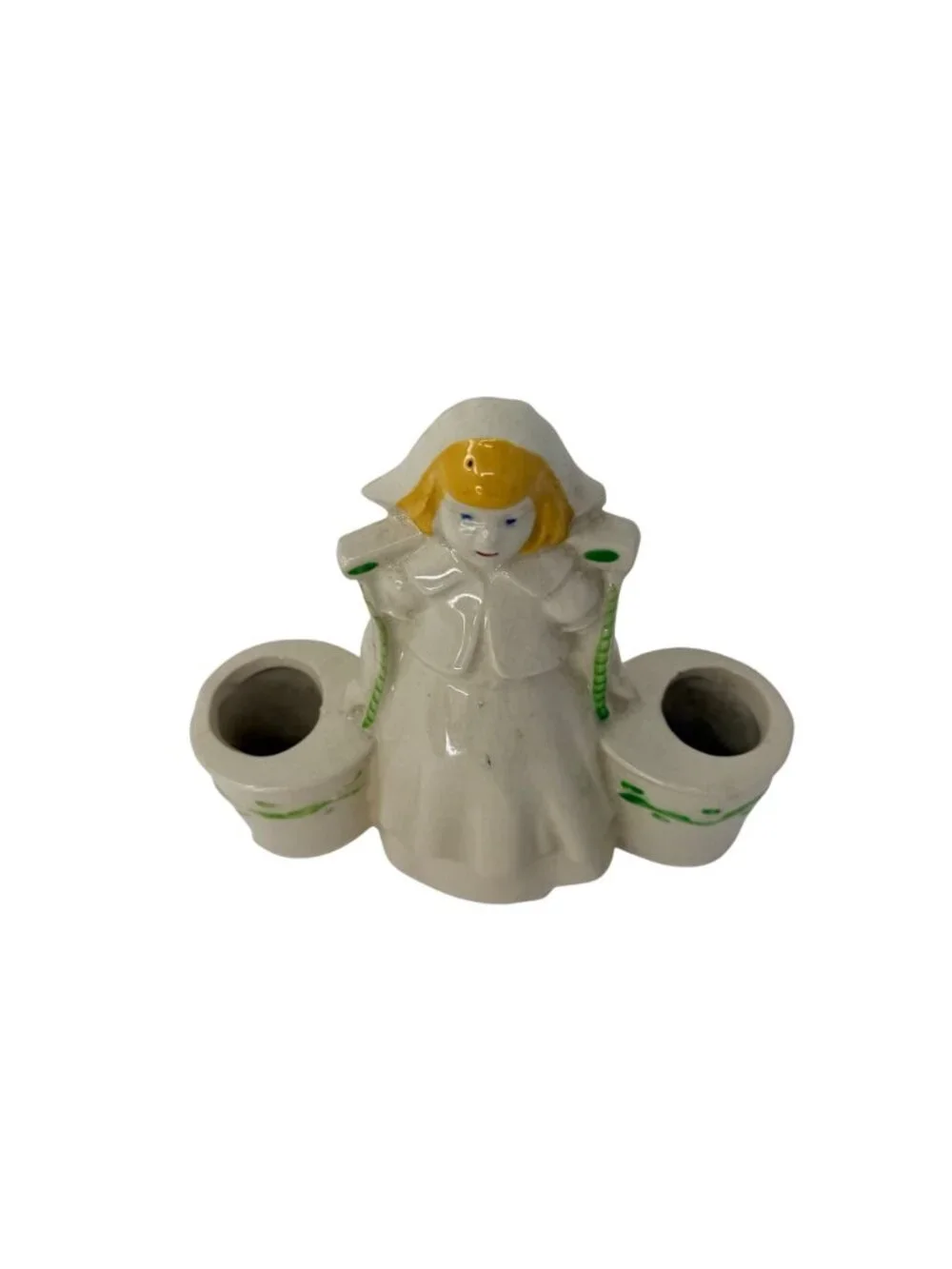 Vintage‎ 1940s Shawnee Pottery Ceramic Dutch Girl Double Planter Water Carrier